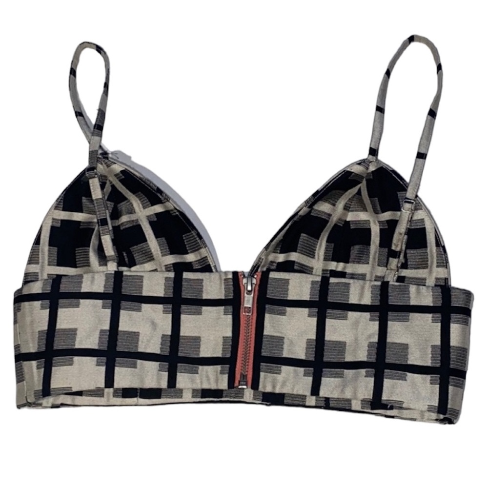 Women’s NBD B&W Zip Up Bralette Top Small